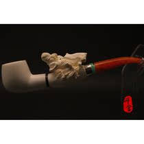 Turkish Master F YAVUZ sepiolite pipe mermaid 925 silver bag special material signature bucket B167