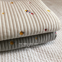 Aika love home childrens bedding space rocket embroidery cotton sheets kindergarten soft nap mattress mat