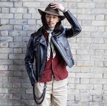 Spot (superXY)BUCO J-24 Black tea core horse leather Classic motorcycle jacket