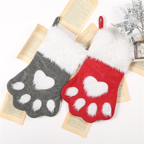 Christmas hairy dog claw socks Christmas stockings Christmas tree decorations childrens gift bags pet socks candy bags