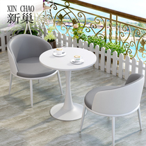 Simple balcony small table and chair three-piece set leisure tea table and chair combination Net red household small apartment round one table and two chairs