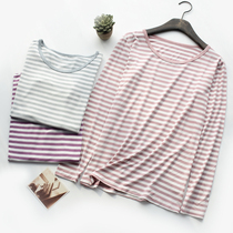 Simple striped long sleeve t-shirt ladies spring and autumn summer Modal autumn coat undershirt can be worn outside the loungewear pajamas