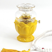  Small wordless relief Lotus oil lamp Buddha supplies Wordless Lotus ceramics Emperor Yellow suit Yilian Buddha Pavilion
