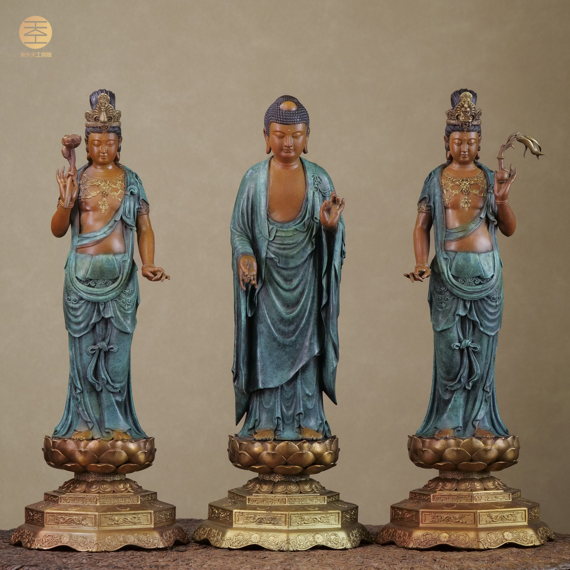 仏教美術 三聖仏 西方三聖仏像 小仏像 銅製 銅器 O1CN01qvwAa41uqoivAaatu_!!