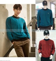 Korean FANTOM golf autumn winter men jacquard pattern semi turtleneck sweater 21193SR117