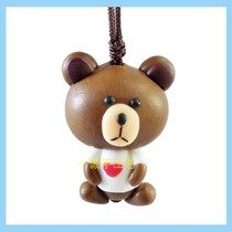 Brown bear soft pottery mobile phone chain pure handmade painted pottery jewelry large pendant Jinzhou soft pottery factory Yicheng handicraft