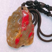Chinas four famous stone Changhua Blood Stone Field yellow stone Dragonfly Lotus pendant a piece of pure hand made