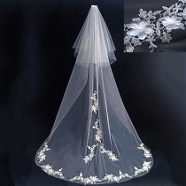 2021 New veil 3 m bridal main wedding gauze Net red Photo Wedding cover head yarn Long Tailed White