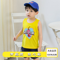 Summer new childrens cotton knitted vest tops for boys and girls sleeveless bottomless undershirt breathable cartoon