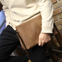 Mens handbag Large capacity Handbags Handbag Letter Enveloping Soft Leather Casual Clips for Korean version Mad Mapi
