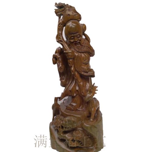 Shouxian Shouxing set pieces of green sandalwood home Buddha statue high 60 centiters crafts wood carving