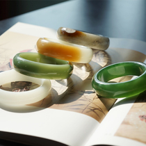 Half moon Hetian jade Jasper Russian material sugar white powder Qinghai material Bison ditch seed material blue and white bracelet special shot