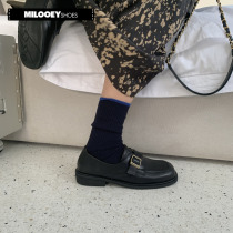 Lost elk retro Inn Wind Monk shoes women spring new square head flat bottom single shoes genuine leather Lefu shoes leather shoes