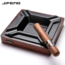JIFENG cigar ashtray creative printing wood four-slot office living room cigar special large-caliber ashtray