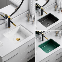 Understage basin black green stone face wash sink rectangular ceramic right angle flat bottom recessed balcony Basin