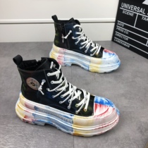 Spring new high helps thick bottom heightening casual shoes Korean version 100 lap personality graffiti sneakers fashion trend mens shoes