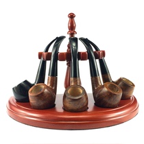 Solid Wood 5-bit pipe shelf 5-bit semi-round Roman-style five-seat Pipe Holder pipe collection display rack detachable