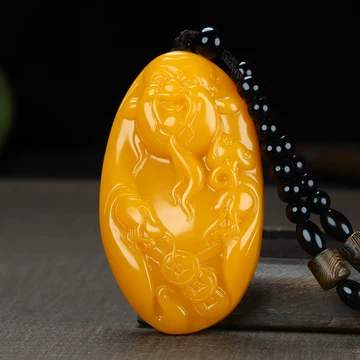 中国文玩 和田黄玉「元宝童子」62mm
