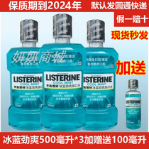 Listerine Mouthwash Ice Blue Strong Refreshing Flavor 500ml*3 plus 100ml travel pack A total of 1600ml