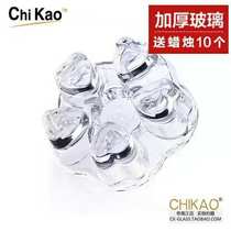 Qigao glass tea set Flower teapot Candle heating boiled fruit teapot Flower fruit teacup heating base stove