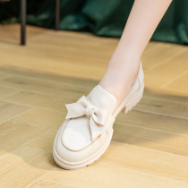Proud Butterfly Knots Fairy Shoes 2022 New Spring Lefoe Shoes Mid Coarse Heels Woman 100 Hitch Leather Shoes