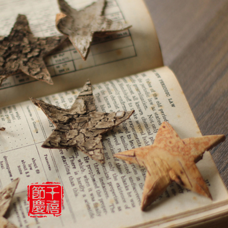 Natural birch bark five-point star dried flower ZAKKA Sen is a Christmas rattan wreath DIY decoration shop prop