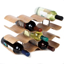 Home restaurant bar table desktop solid wood wine rack Creative wave-shaped simple wooden wine wine rack ornaments