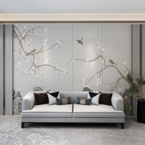 New Chinese plain elegant flowers and birds hard bag living room sofa TV background wall master bedroom headboard backrest decoration