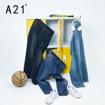 A21 mens clothing 2021 Summer new elastic body pants mens retro small feet long pants mens casual jeans