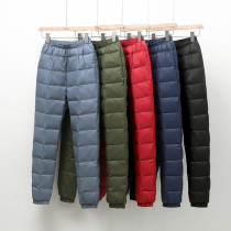 2022 autumn and winter new down pants for men and women wear high waist thick white duck down slim fit large size warm down pants