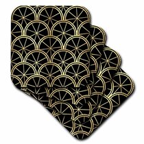 3dRose CST_212491_3 Art Deco Pattern Black and Gold