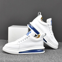 Air cushion small white shoes mens inner high leather casual breathable thick bottom cake shoes soft bottom trend sports white board shoes