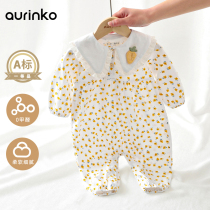 Newborn Baby Spring Dress Woman Baby Spring Autumn Clothes Slim Fit Early Spring One-piece Clothes Full Moon 100 Days Princess Broken Flowers Khaclothes