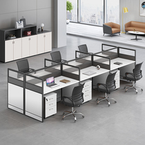 Screen card staff desk desk 4 people Office table and chair combination warm white card holder computer desk