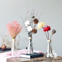Starry dried flowers with vase set Cotton Eucalyptus living room decoration Zen small fresh air-dried eternal life bouquet