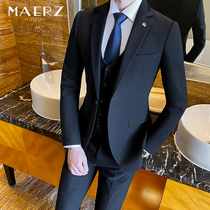 High-end bridegroom suit suit mens three-piece wedding dress Grooman Korean version of self-cultivation business leisure professional dress