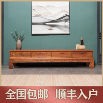 New Chinese style solid wood minimalist TV cabinet antique carved furniture small apartment living room bedroom TV cabinet coffee table combination