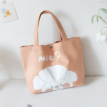 Cute lunch box bag Hand bag large capacity with rice handbag student cartoon canvas bag cloth bag female Joker