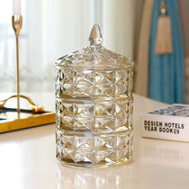 European-style light luxury crystal glass candy jar three-layer dried fruit box delicate sugar tank snack storage transparent storage jar