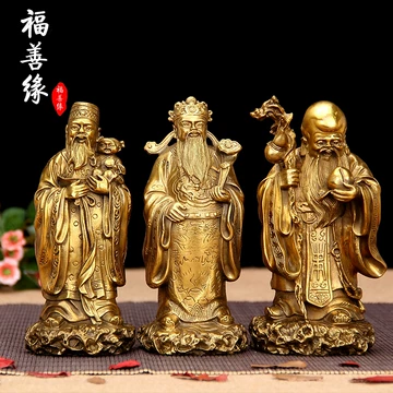 仏教美術　青銅古銅　福禄寿三星像　縁起物　置物　V　7833 铜福禄寿三星-铜福禄寿三星促销价格、铜福禄寿三星品牌- 淘宝