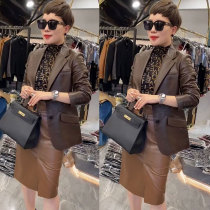 European station leather leather clothing women short slim sheep leather small suit high end European goods 2021 new autumn coat