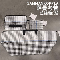 IKEA Samankopu big number eco-friendly shopping woven bag Moving Zipper Folding Portable hand storage Storage