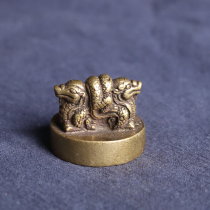 Ancient Play Solid Bronze Seal Mini Double Tap Printed Imitation Ancient Bronze Ware Handicraft Collection Metal Seal Engraving Ancient Writing