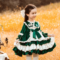 Spanish high-end girls dress Lolita Lolita dress princess dress birthday fluffy long sleeve velvet autumn and winter