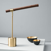 Italian designer wood grain copper color Nordic simple bedroom bedside desk soft model room hotel table lamp