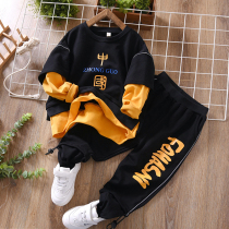 Boys spring suit New 2021 middle and big children autumn long sleeve tide clothes handsome foreign children sports Street dance