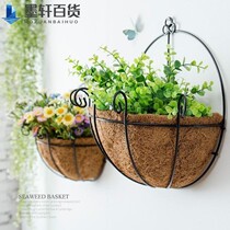 Simple woven hanging basket Orchid wall hanging flower pot type creative hanging flower basket decoration Willow rattan green wall hanging hanging