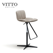 Modern minimalist leather bar chair home lift stool leather high stool bar stool Italian minimalist bar chair