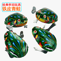 Post-80s childhood nostalgic classic winding iron frog chain wind up frog stall toy hot sale