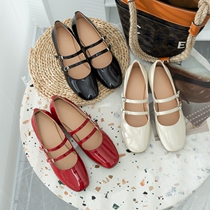 Lacquer Steps Forest Elegance Fairy Wind Medium Coarse and Mary Precious Shoe Art Lacquer Leather Square Head Single Shoes Female Spring New